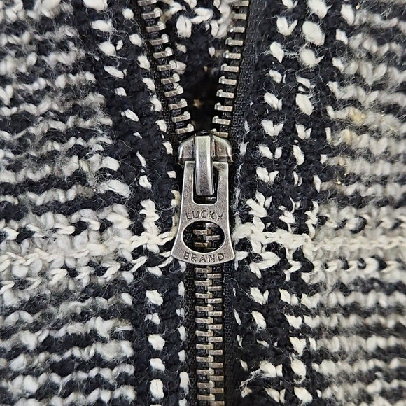 Lucky Brand Black Plaid Moto Knit Sweater Women's Size Medium Jacket Harper Y2K - Picture 12 of 16